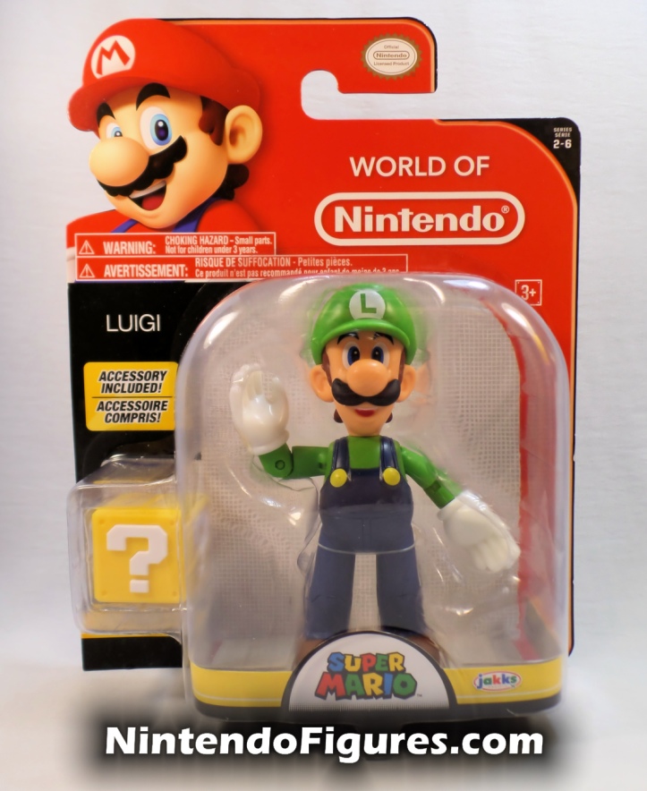 Luigi World of Nintendo 4" Figure Box Front Open Hands Super Mario Jakks Pacific